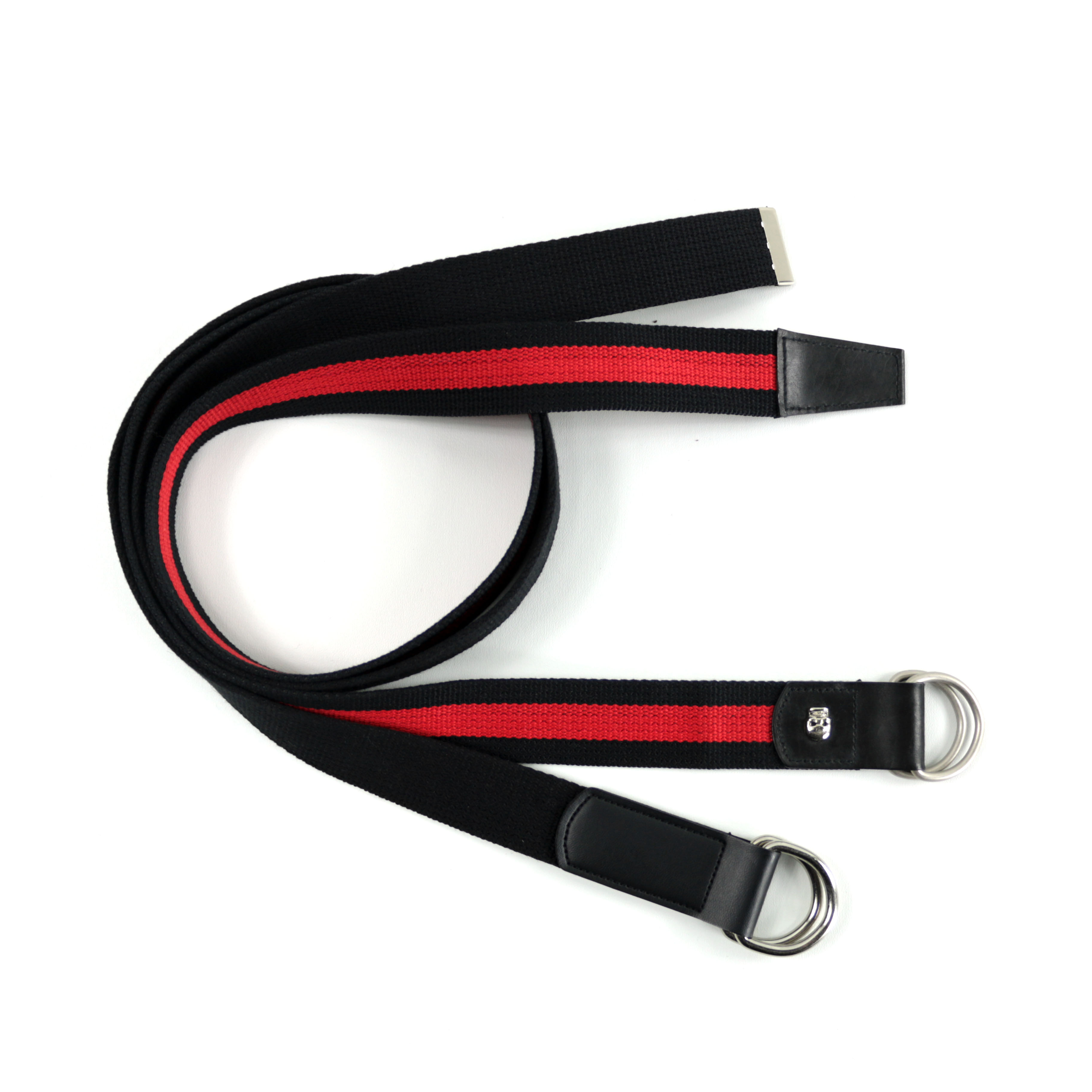 ブラック＆レッドDリングウェビングベルト